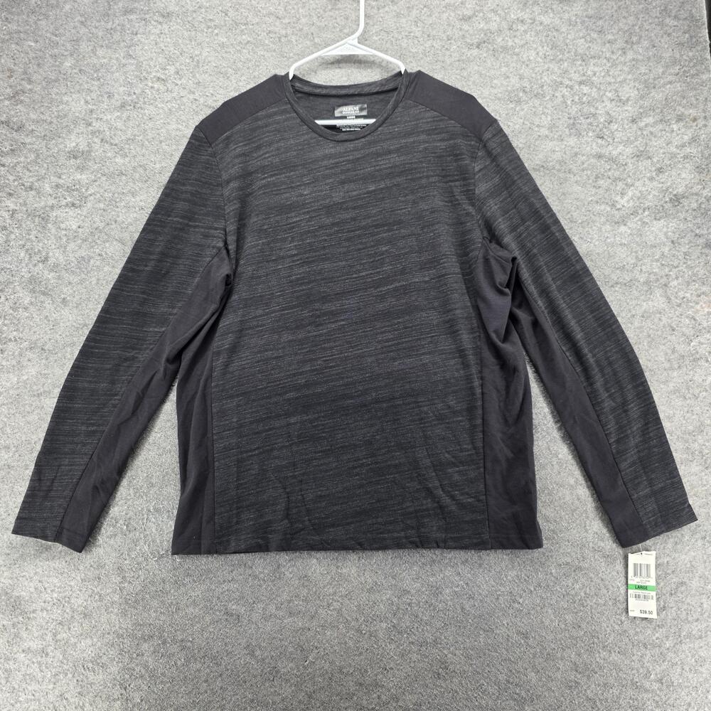 Alfani Shirt Mens L Black Long Sleeve Crewneck Tagless Regular Fit Jersey